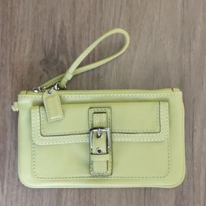 Light green leather Coach wristlet